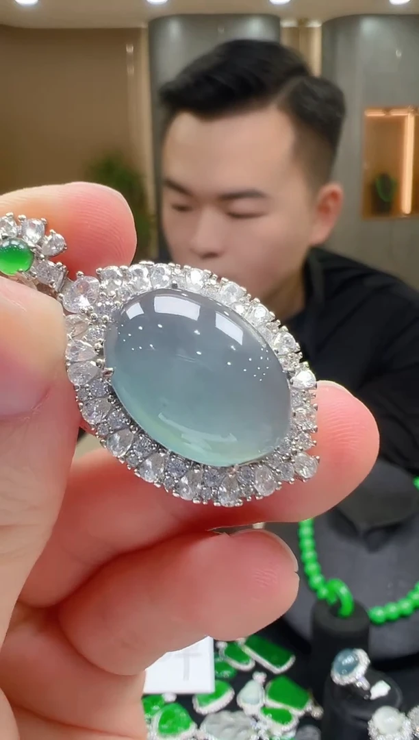 吊坠(不含链)银S925镶嵌翡翠天然A货翡翠多样性发一