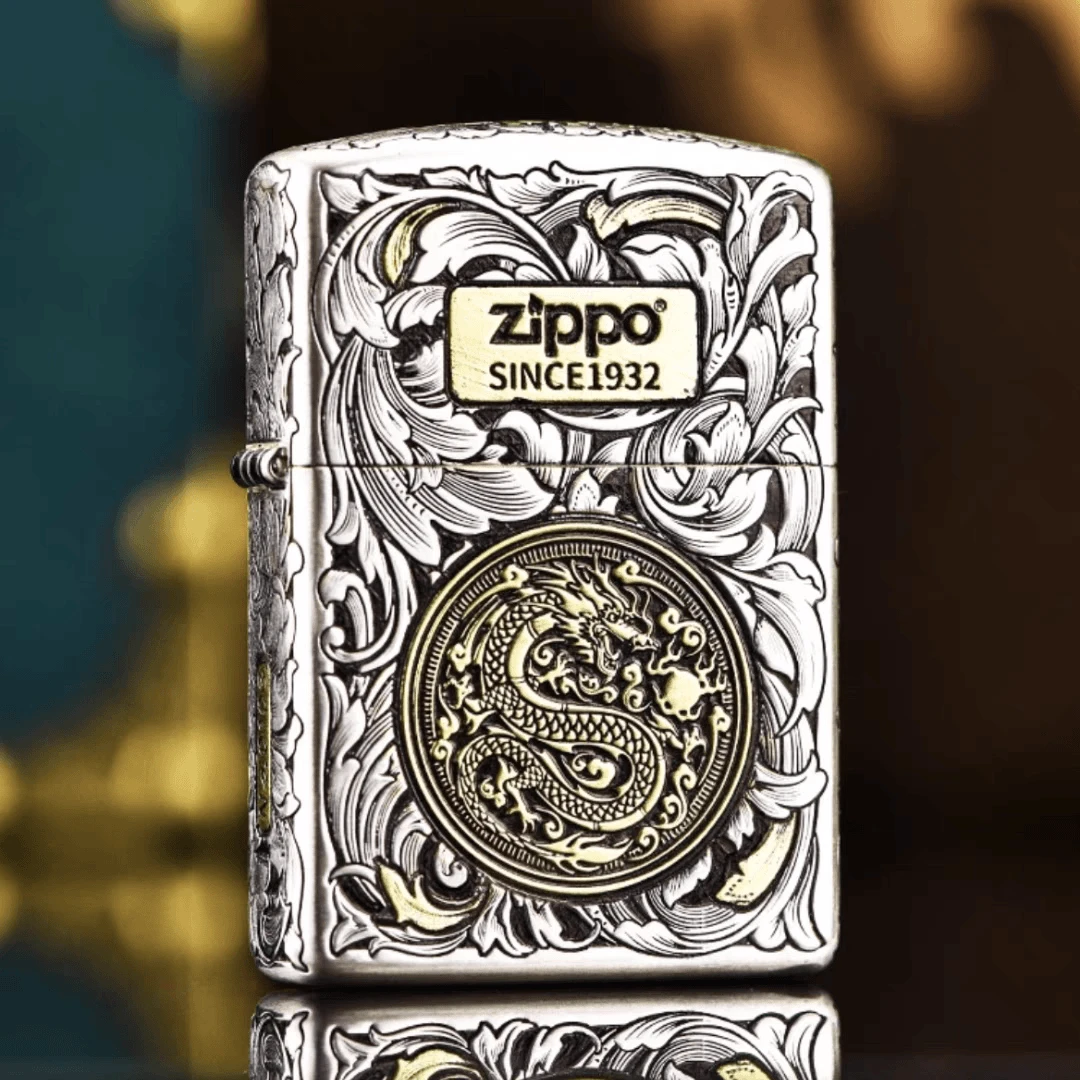 ZIPPO打火机正品【盔甲错金银唐草龙】龙年男士礼物【阿明1】DYJ1