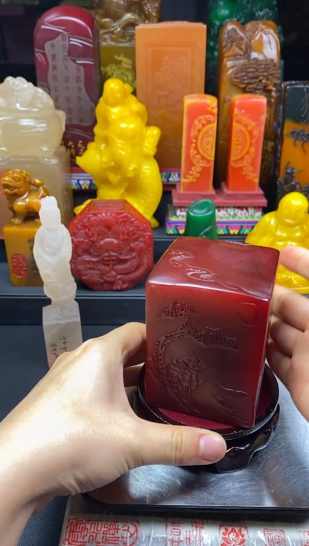 寿山石印石红田薄意大方章 开播福利
