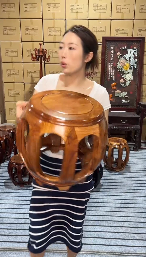 花梨木类端景台用****0亚花梨原木色小号鼓凳四张