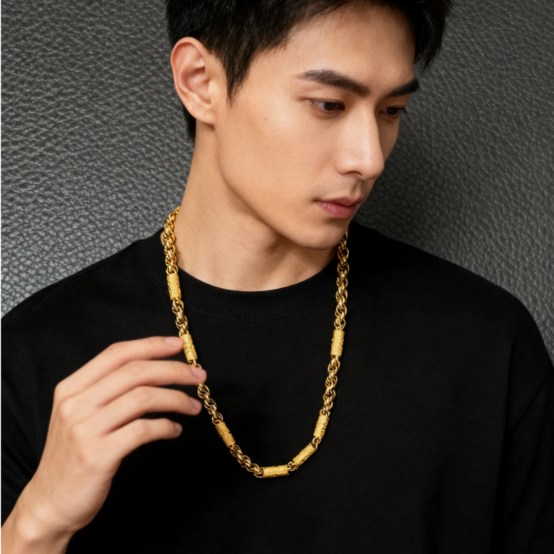 铜合金项链 男项链霸气土豪项链男性项链转运项链高级感装饰品