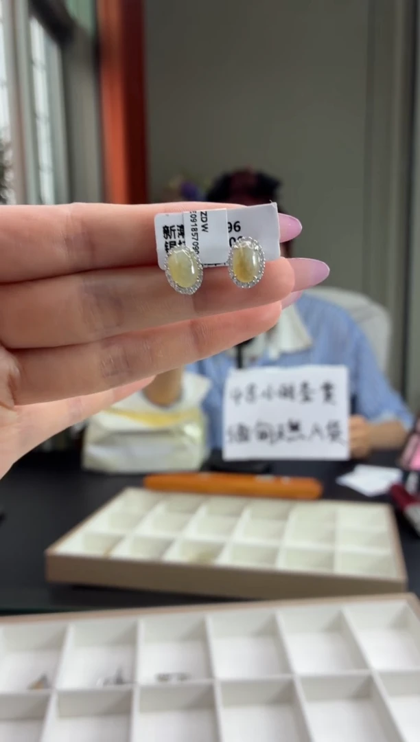 银S925镶嵌翡翠耳饰1111111