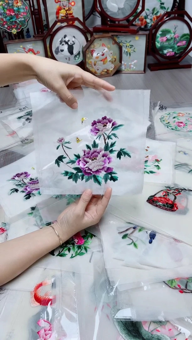 织绣纯手工苏绣双面绣绣布