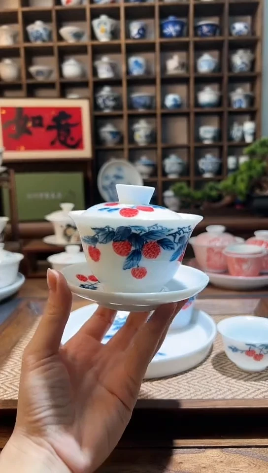 【闪购商品】五彩荔枝三才盖碗