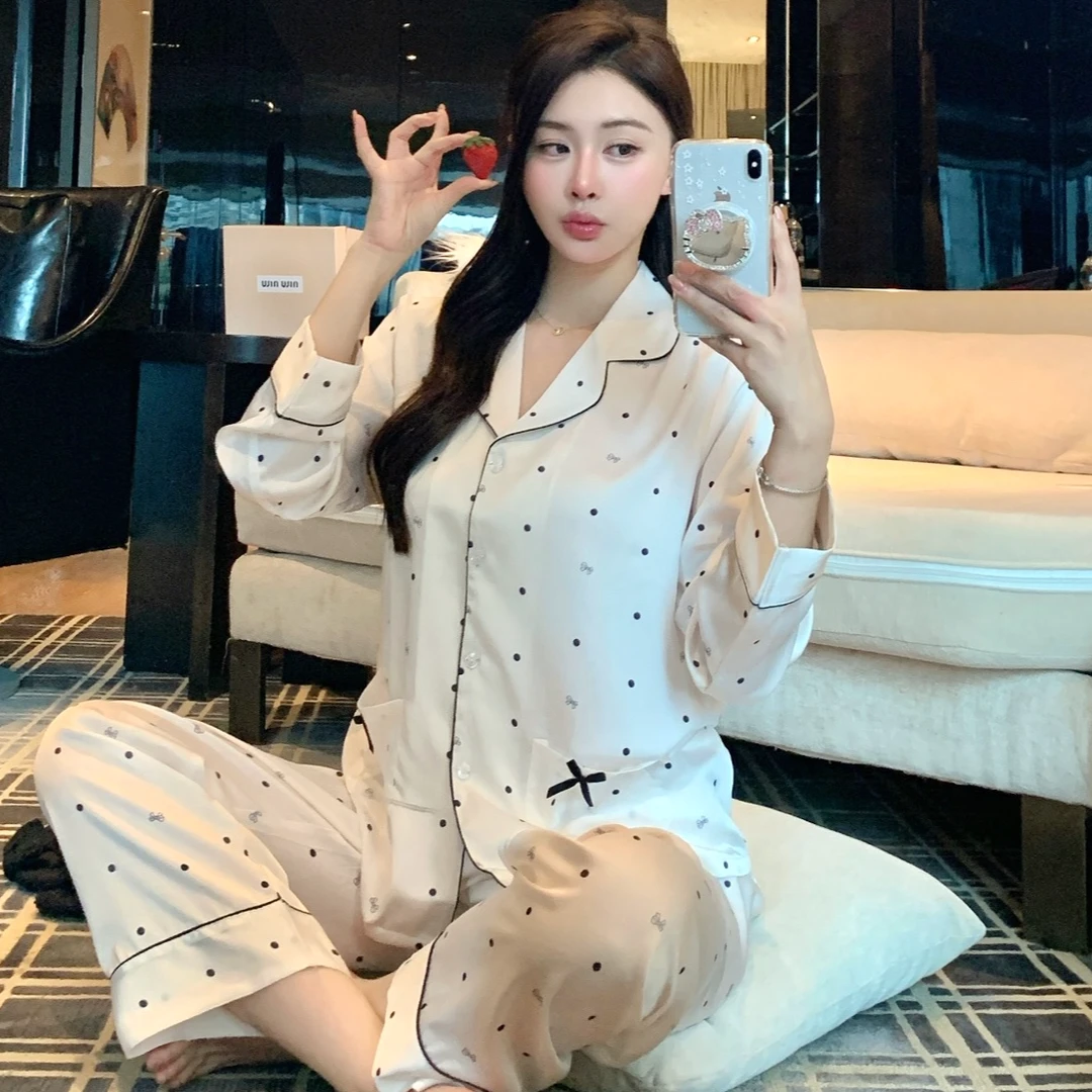 甜美KT猫长袖长裤睡衣春秋季少女可爱高级感家居服套装2025新款