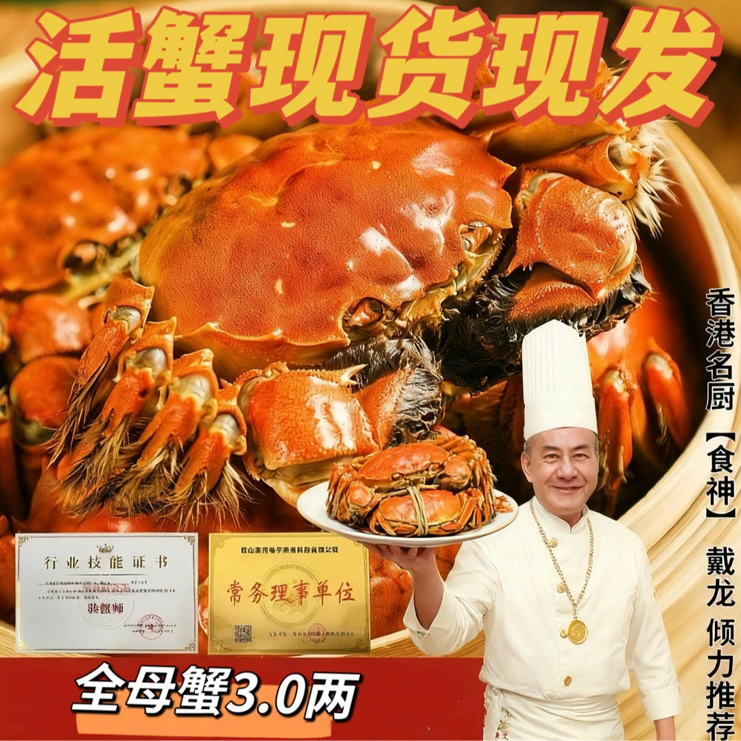 【活蟹】江苏精品大闸蟹全母蟹3.0-2.8两/只拍8只送2只 到手10只 鲜活现捞 冷链包邮