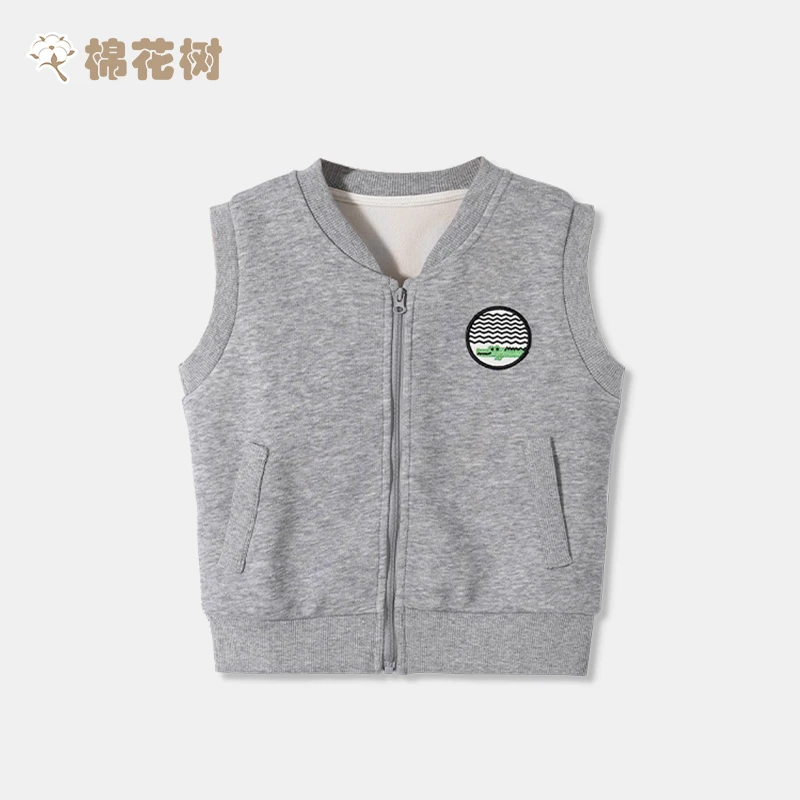 常规款男休闲麻灰纯棉马甲外穿保暖秋季马夹宝宝