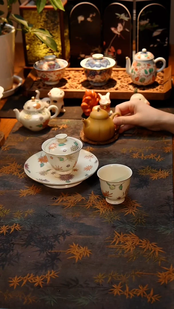 雨溪  秋月壶承加主人杯加盖碗三件套