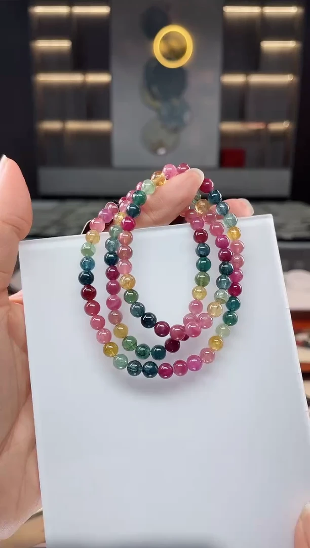 未镶嵌老矿碧玺三圈手串5mm+碧玺（多样性发一条）Q