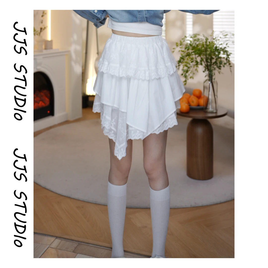 『洛神绫波』2025春夏高级百搭时尚A字简约蕾丝显瘦半身裙