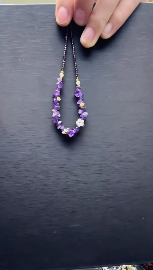 项链未镶嵌水晶天然然紫水碎冰冰项链