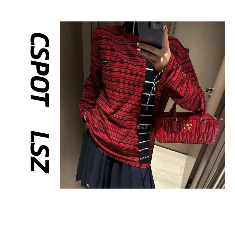 CSPOT 红条纹长袖T恤