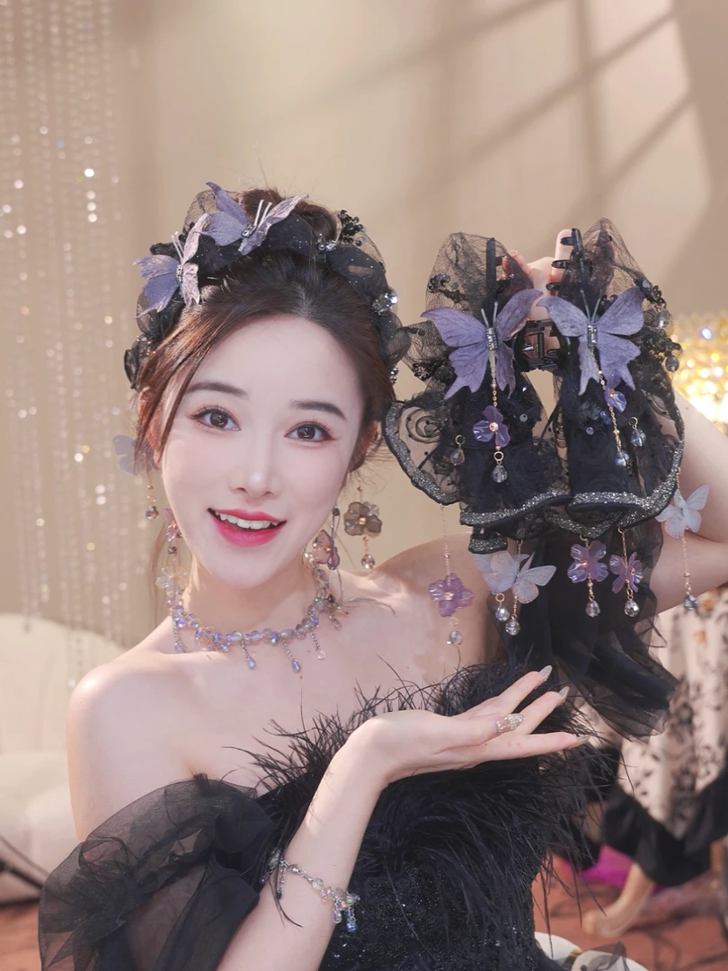 【高定鸢尾花抓夹】原创设计师重工款流苏发夹蓬松显发量发饰3205