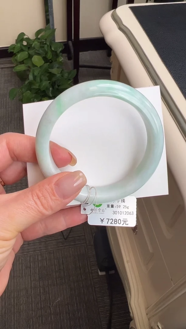 未镶嵌手镯翡翠白底青58