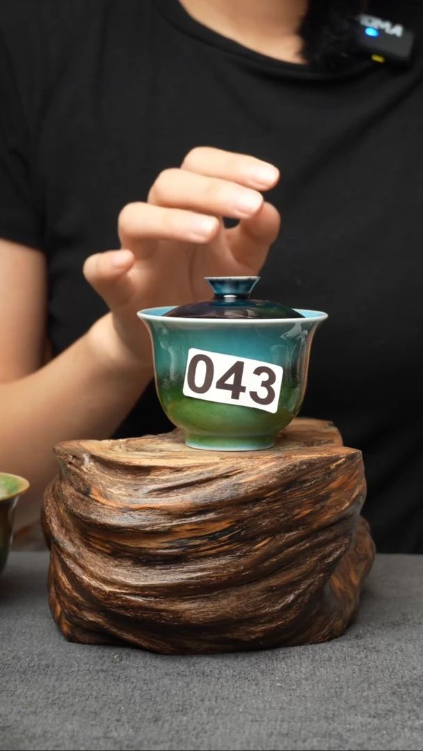 杯子043景德镇手创颜色釉盖碗（食品级）带冰裂纹