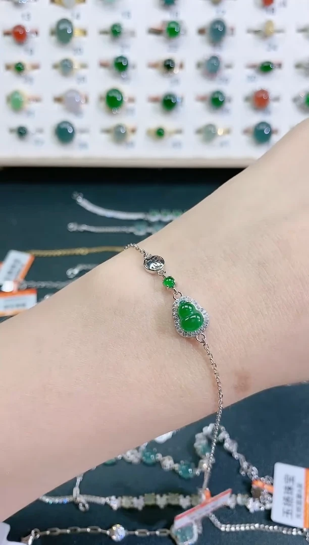 银S925镶嵌手链翡翠天然翡翠