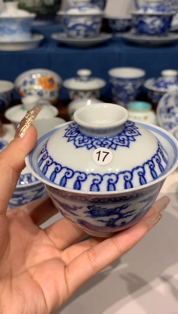 【闪购商品】摆件17青花凤凰盖碗呀