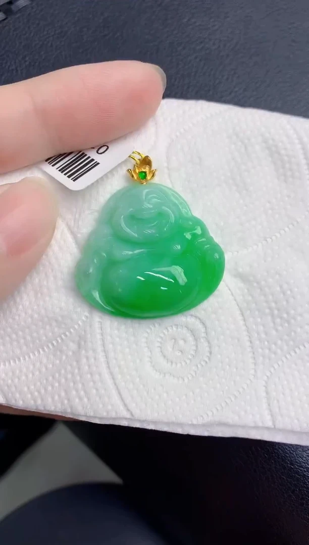 颈饰18K金镶嵌翡翠天然翡翠缅甸A货