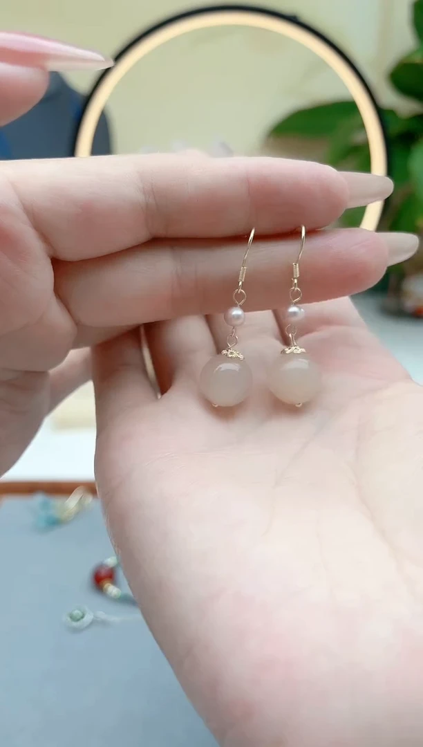 玛瑙/玉髓耳饰银S925镶嵌660