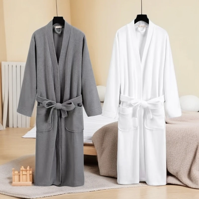 长袖长款晨袍男情侣睡袍薄款秋季春季通用常规星级酒店同款毛巾布