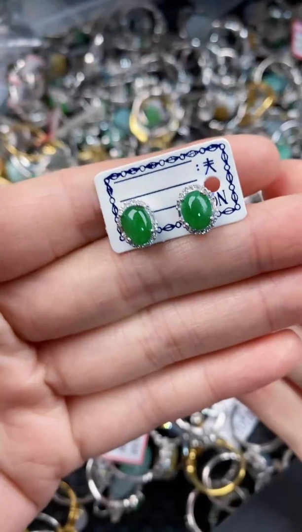 银S925镶嵌戒指翡翠10              8