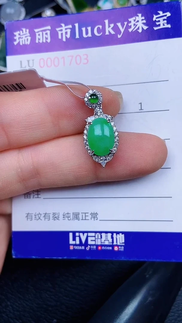 颈饰银S925镶嵌翡翠173