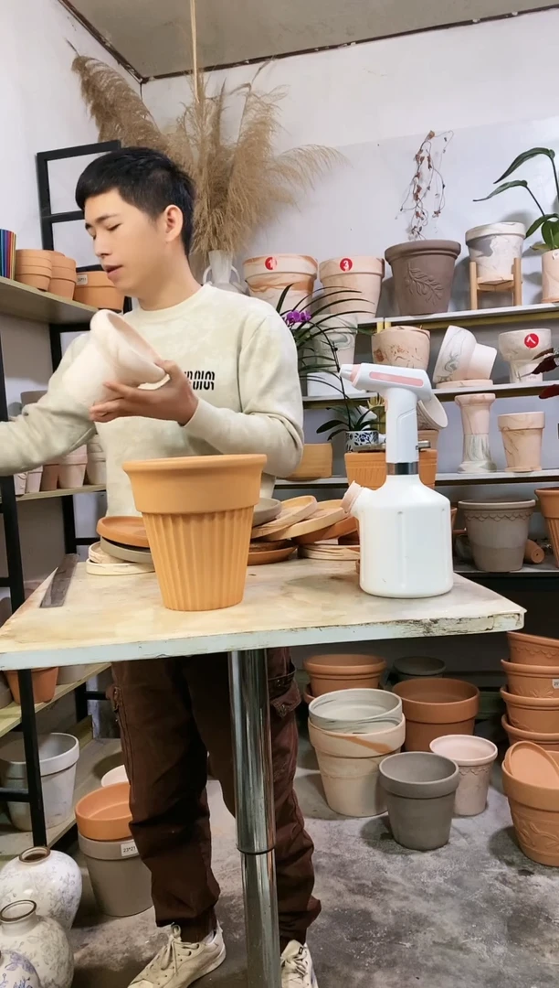 【闪购商品】红陶18*19红陶半竖纹 1盆无托