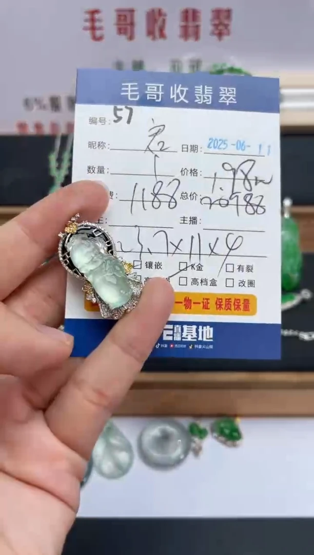 翡翠18K金镶嵌颈饰A货翡翠0611057