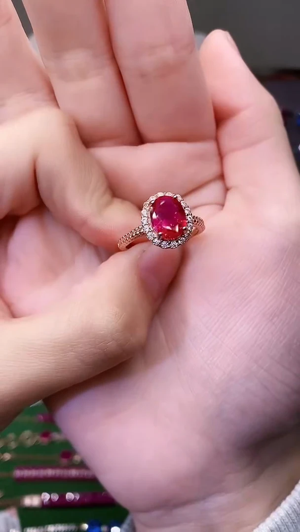 银S925镶嵌戒指红宝石563