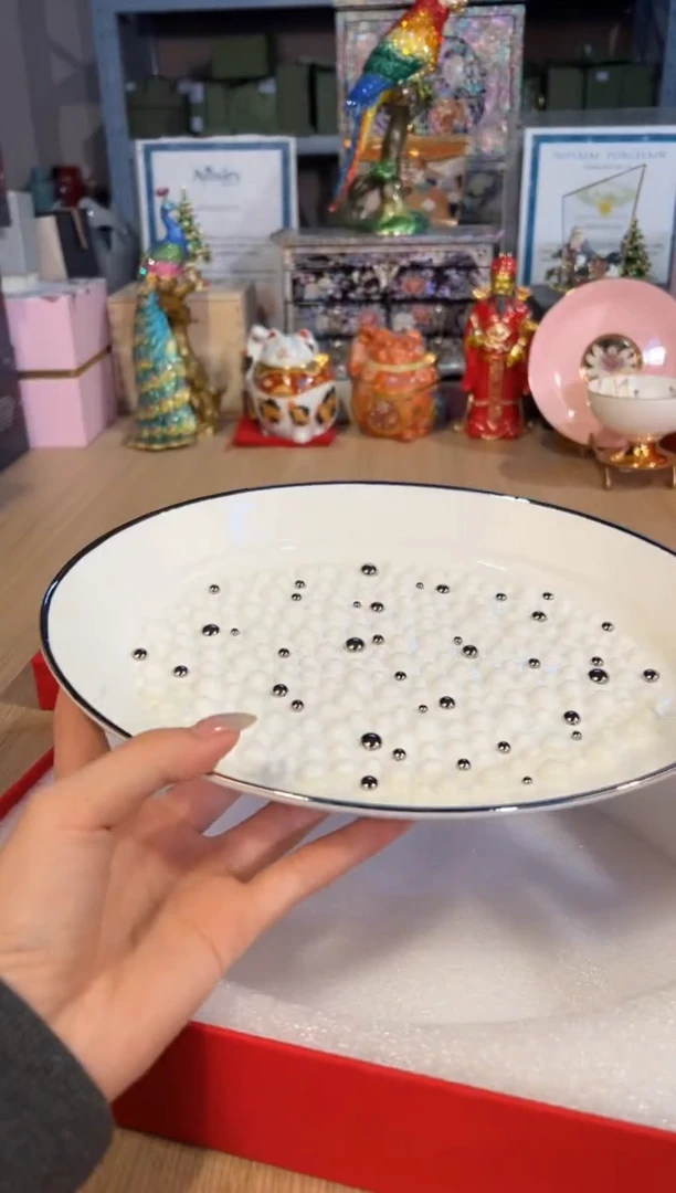 【闪购商品】杯200金缀青绣炸品盘