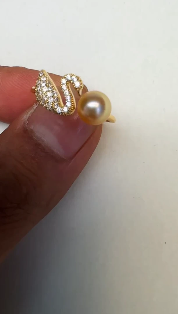 海水珍珠银S925镶嵌戒指戒指