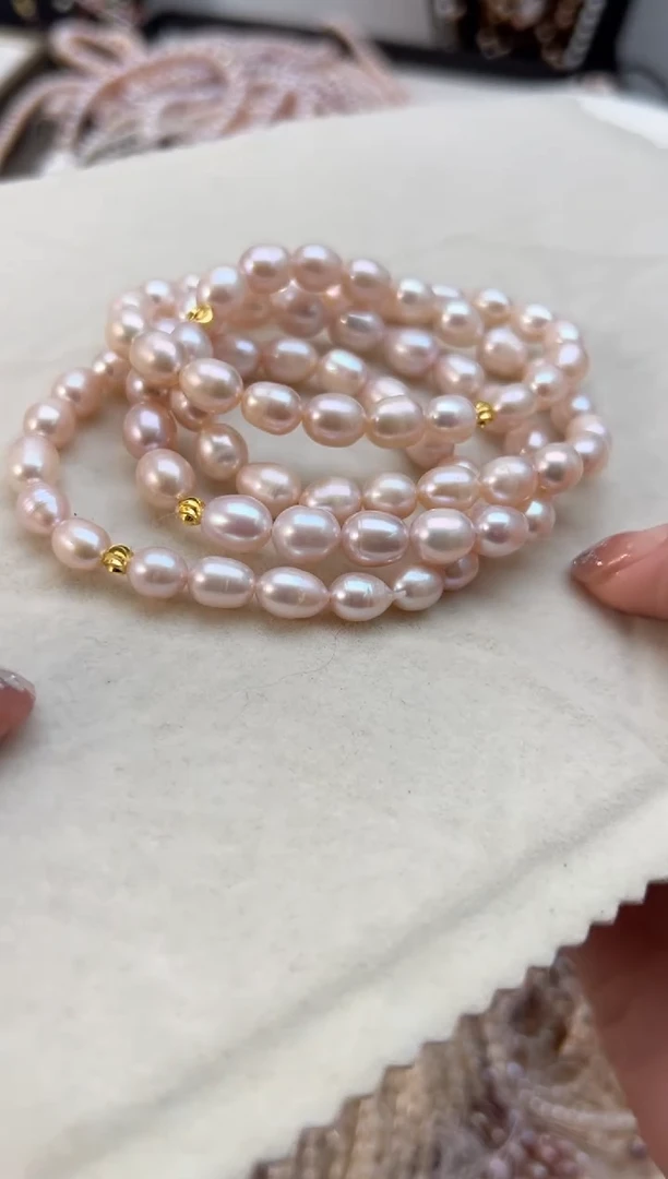 未镶嵌淡水珍珠福利强光*粉色7mm+（手链）