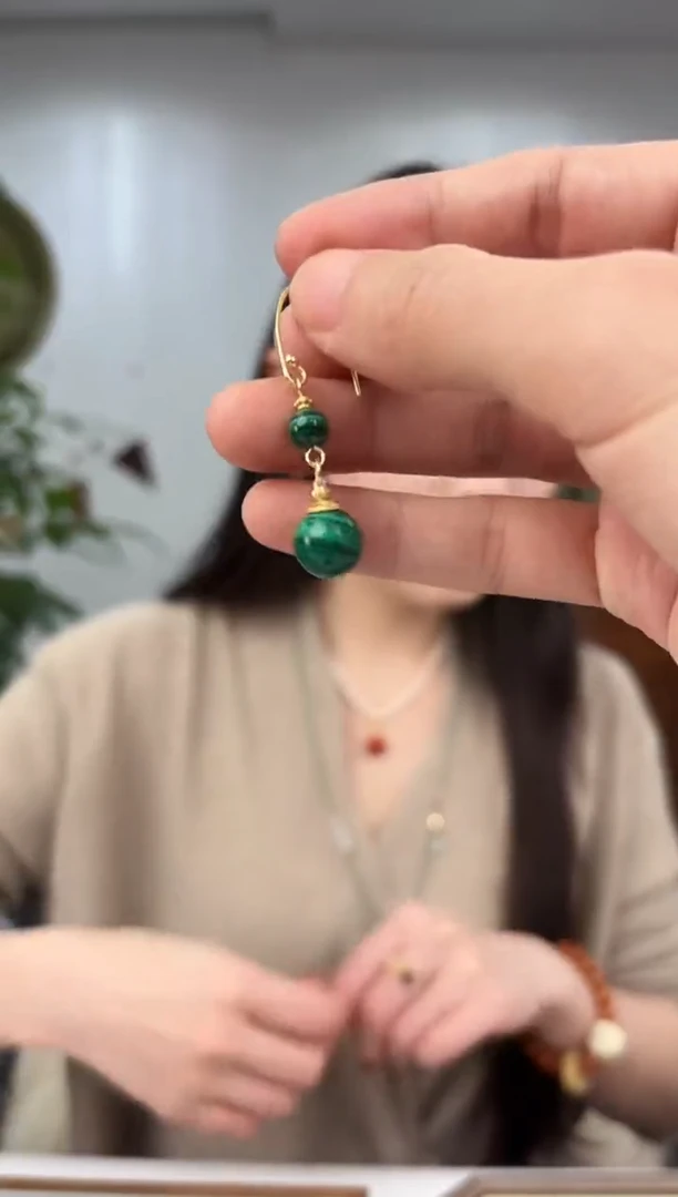 未镶嵌孔雀石耳饰寻幽耳环