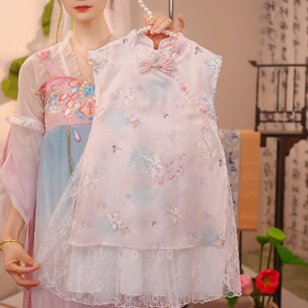 女童汉服夏季新款汉元素仙气春夏绣花连衣裙古风中国风旗袍