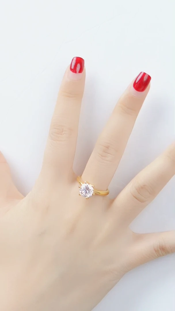 【闪购商品】合成碳硅石（莫桑石）戒指/指环18K金镶嵌18K金镶嵌莫桑