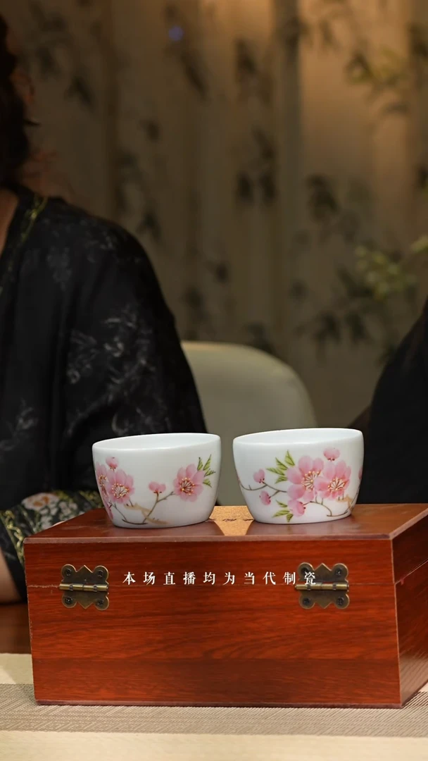 茶壶紫砂水点桃花缸杯一对套组 yztc0147