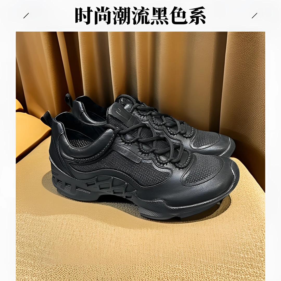 广州狼耳新款探索男士户外健步鞋 皮网链接橡胶防滑大底 舒适透气