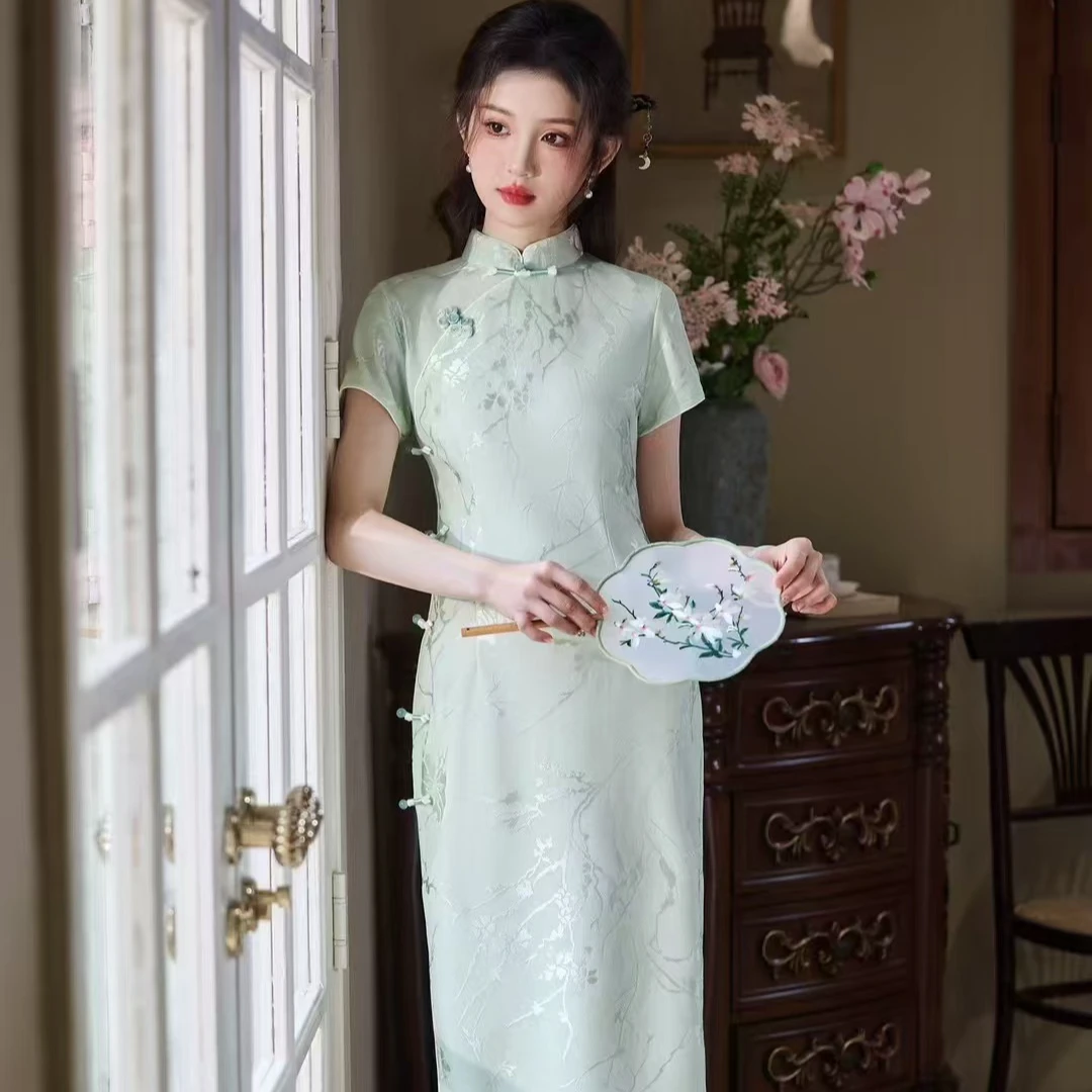 沫姿《清风》国风旗袍2025新款夏季薄款小个子改良修身日常穿旗袍裙