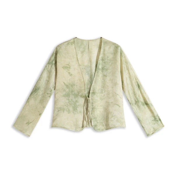 桑蚕丝炒色花萝提花扎染扩版显瘦上衣开衫XYD23C027