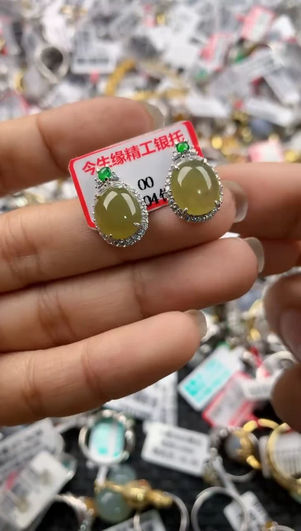 银S925镶嵌戒指翡翠4444----10
