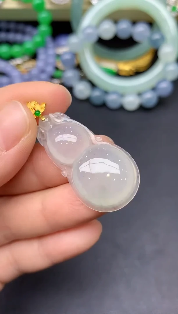 颈饰18K金镶嵌翡翠154-雪姐翡翠天天见