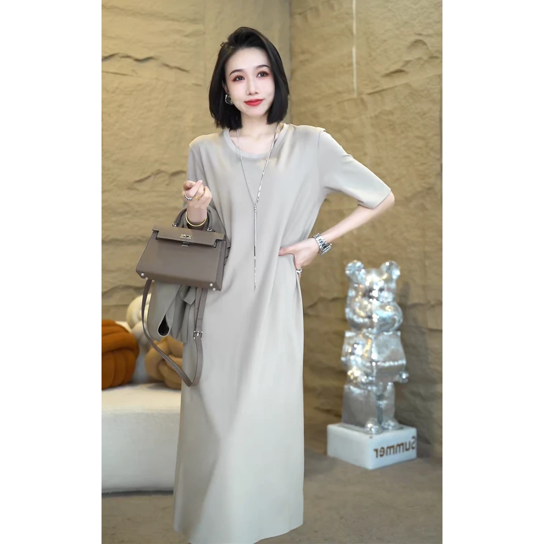 夏季穿搭时尚通勤外穿洋气轻奢小众高级感女装连衣裙子7118