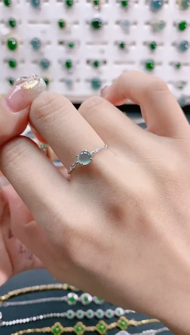 【闪购商品】翡翠戒指银S925镶嵌天然翡翠