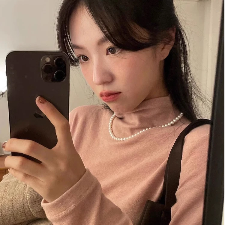 小点位近圆微微瑕无核天然淡水珍珠项链送妈妈节日礼锁骨链毛衣