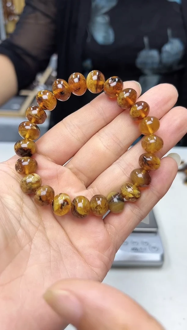 裸石琥珀未镶嵌抚顺琥珀11+蜜蜡手串多样性发其一