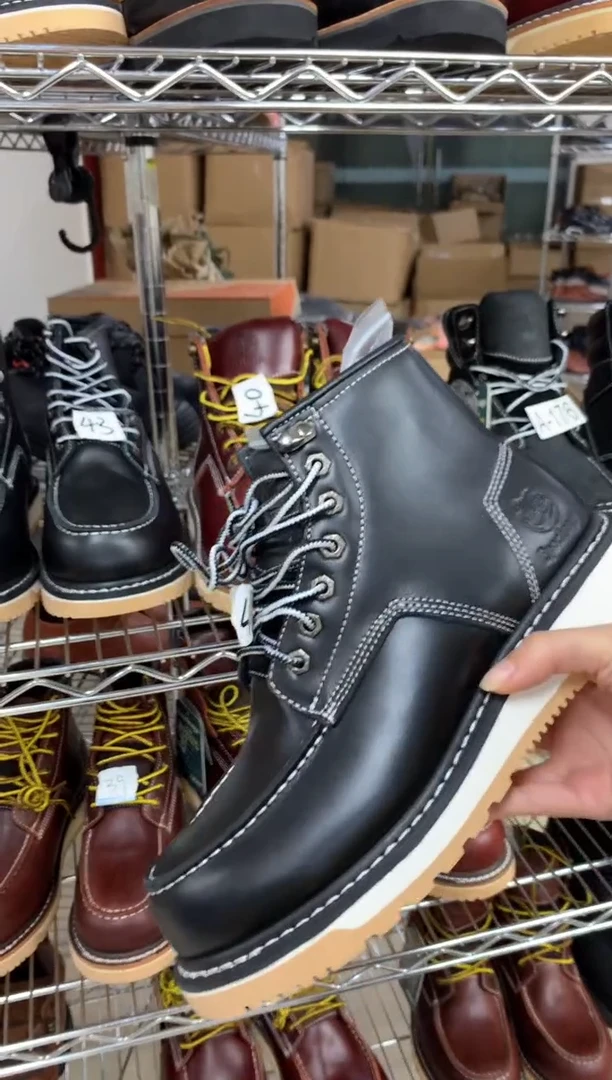 织物40码，508号，皮鞋码，黑色875牛皮工装靴，默认微瑕