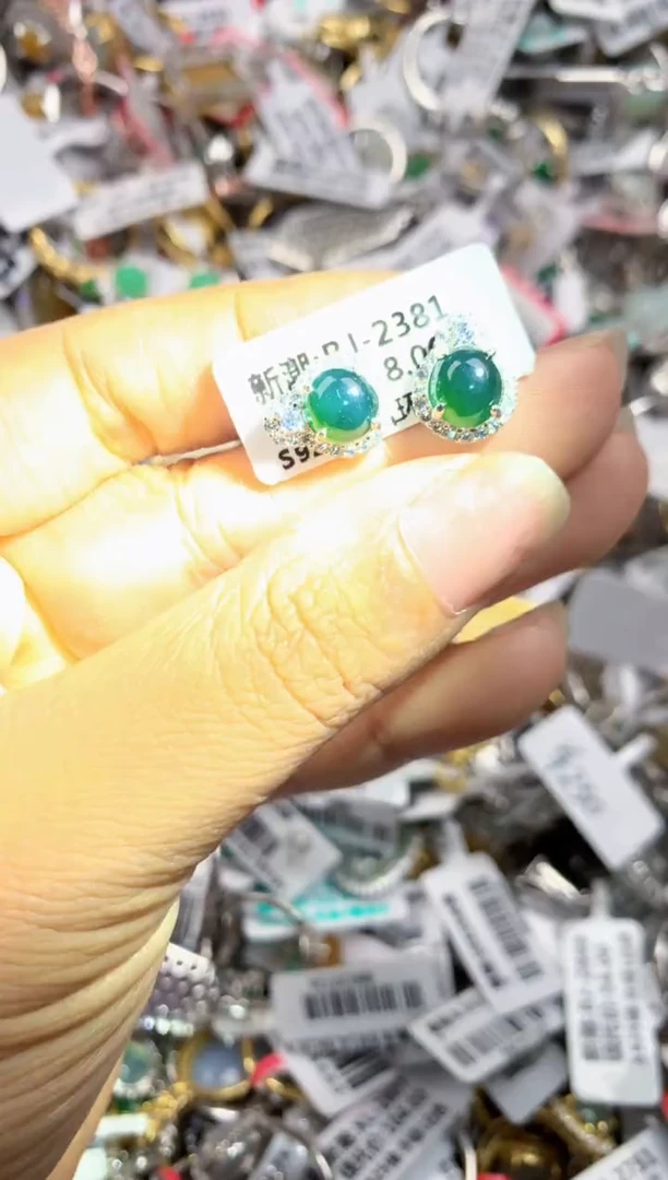 银S925镶嵌戒指翡翠333---1