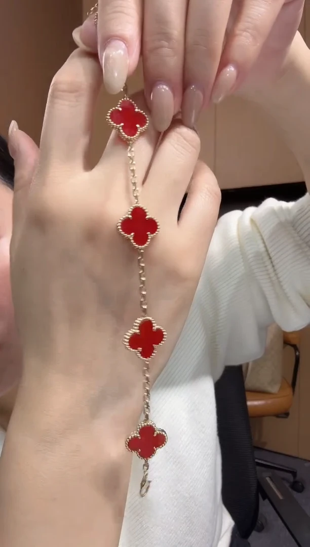 【闪购商品】玛瑙/玉髓手链18K金镶嵌红色k黄，五花手链GHJ