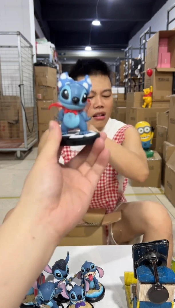 瓷片搪胶史迪仔盲盒摆件7件套微瑕没冰激凌