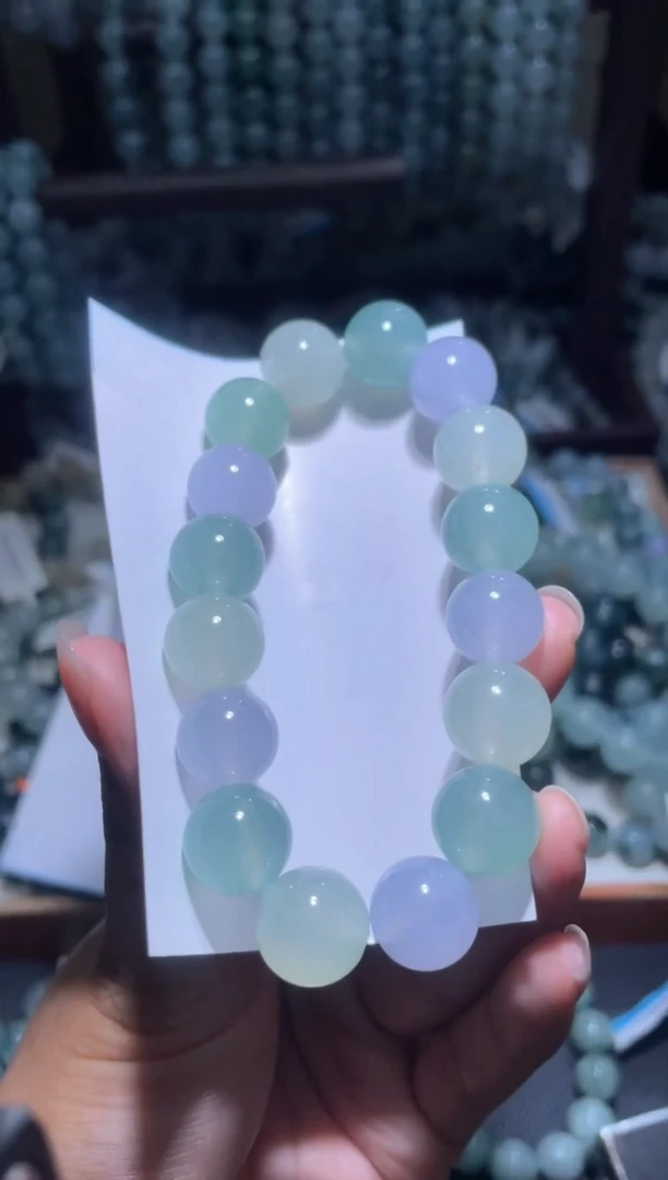 未镶嵌定制翡翠人***然天然缅甸翡翠手串100